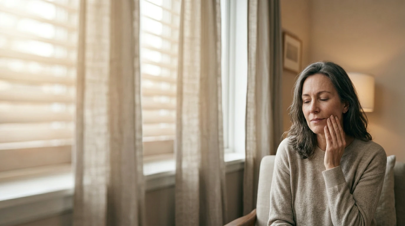 Person quietly considering whether they need dental care
